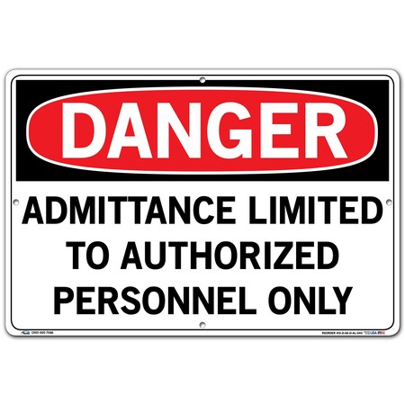 Vestil Aluminum Sign, 12-1/2" Height, 18-1/2" Width, Aluminum, Rectangle, English SI-D-66-D-AL-040